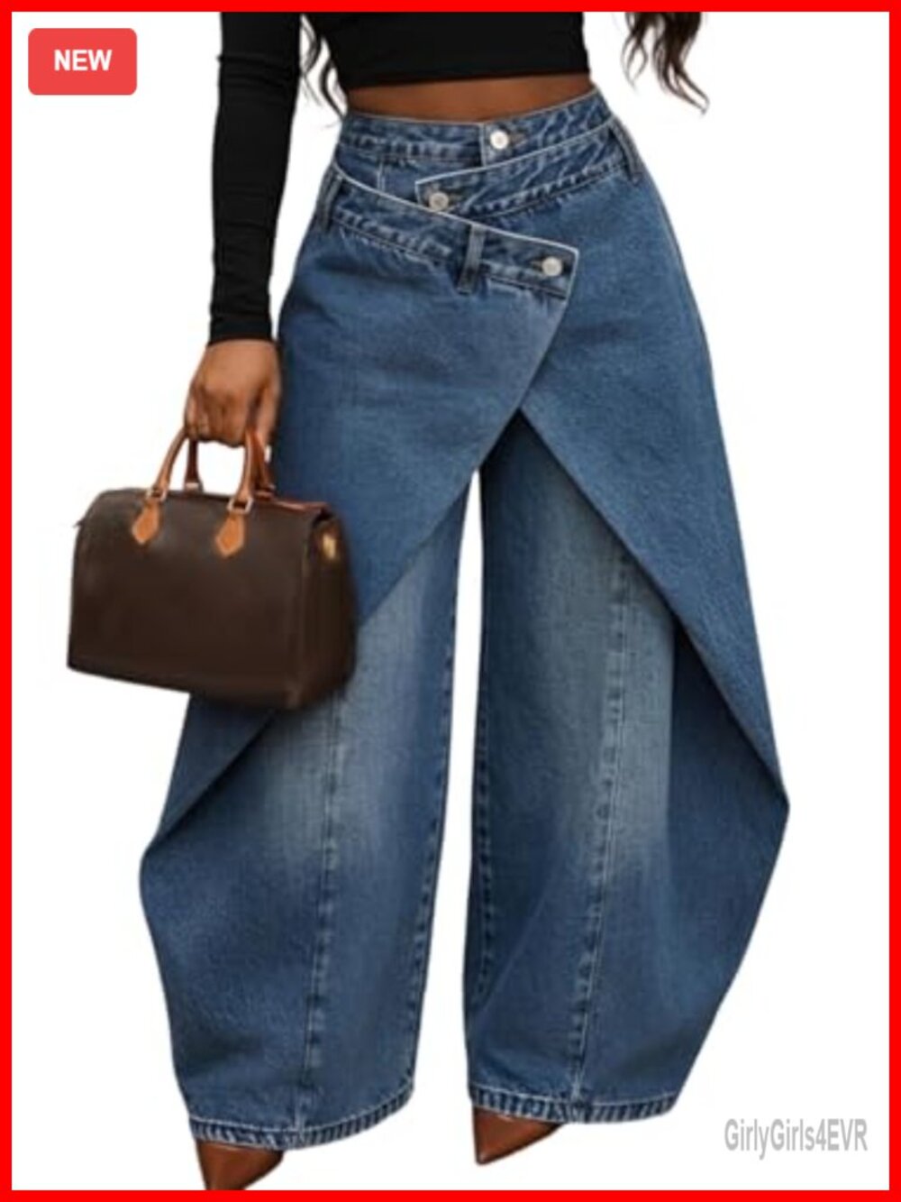 Womens Asymmetrical Cargo Jeans Baggy Wide Leg Denim Pants Y2K